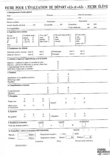 évaluation en A1/A2