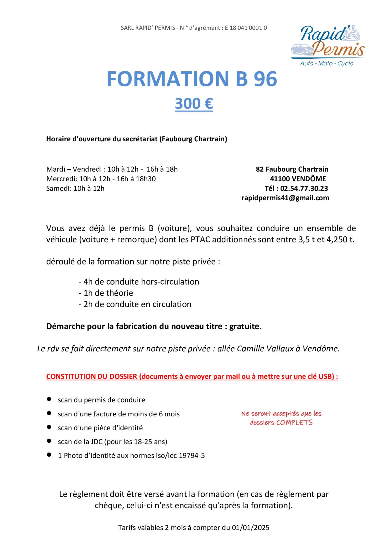 7h de formation remorque