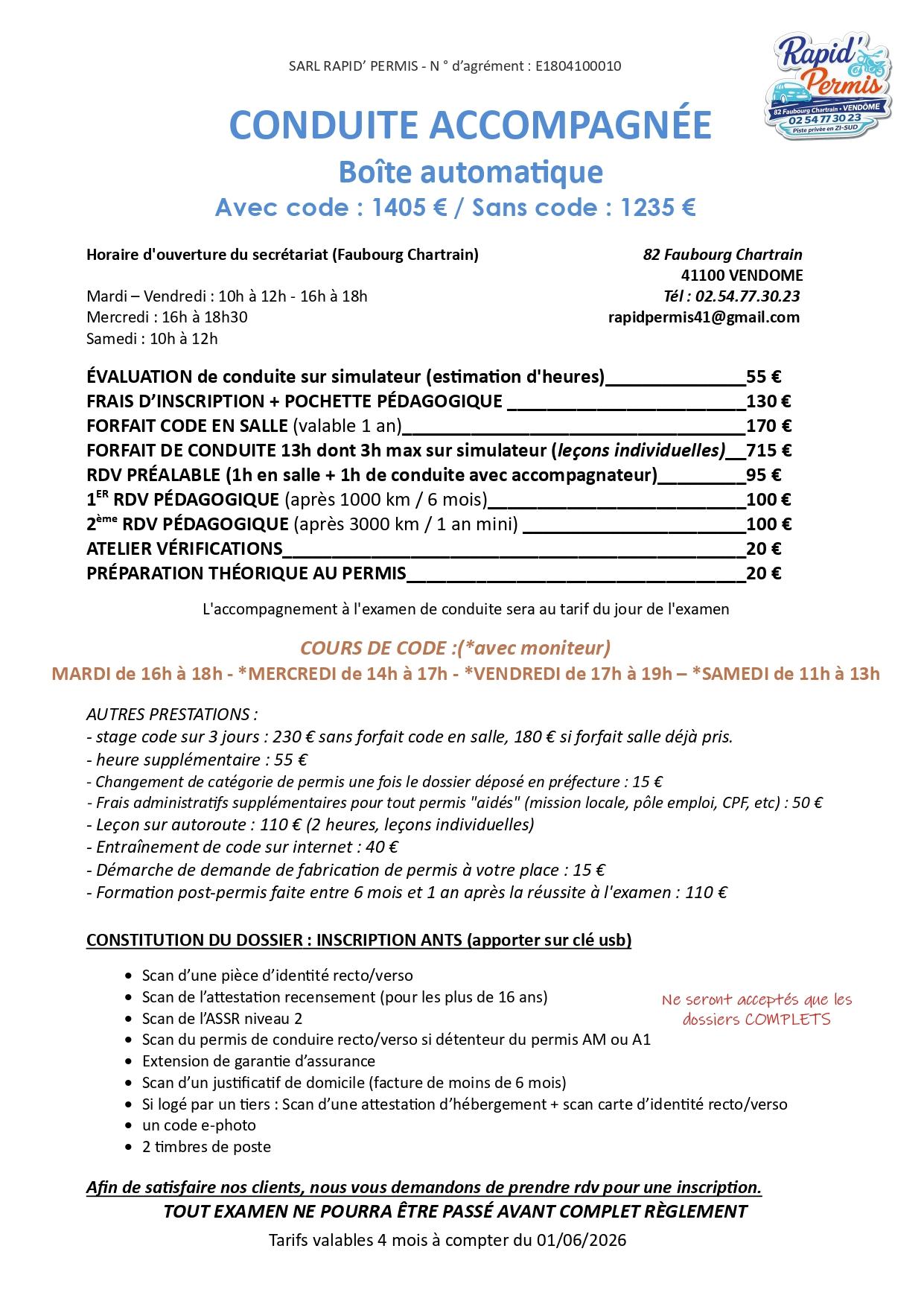 Formation AAC en boite automatique