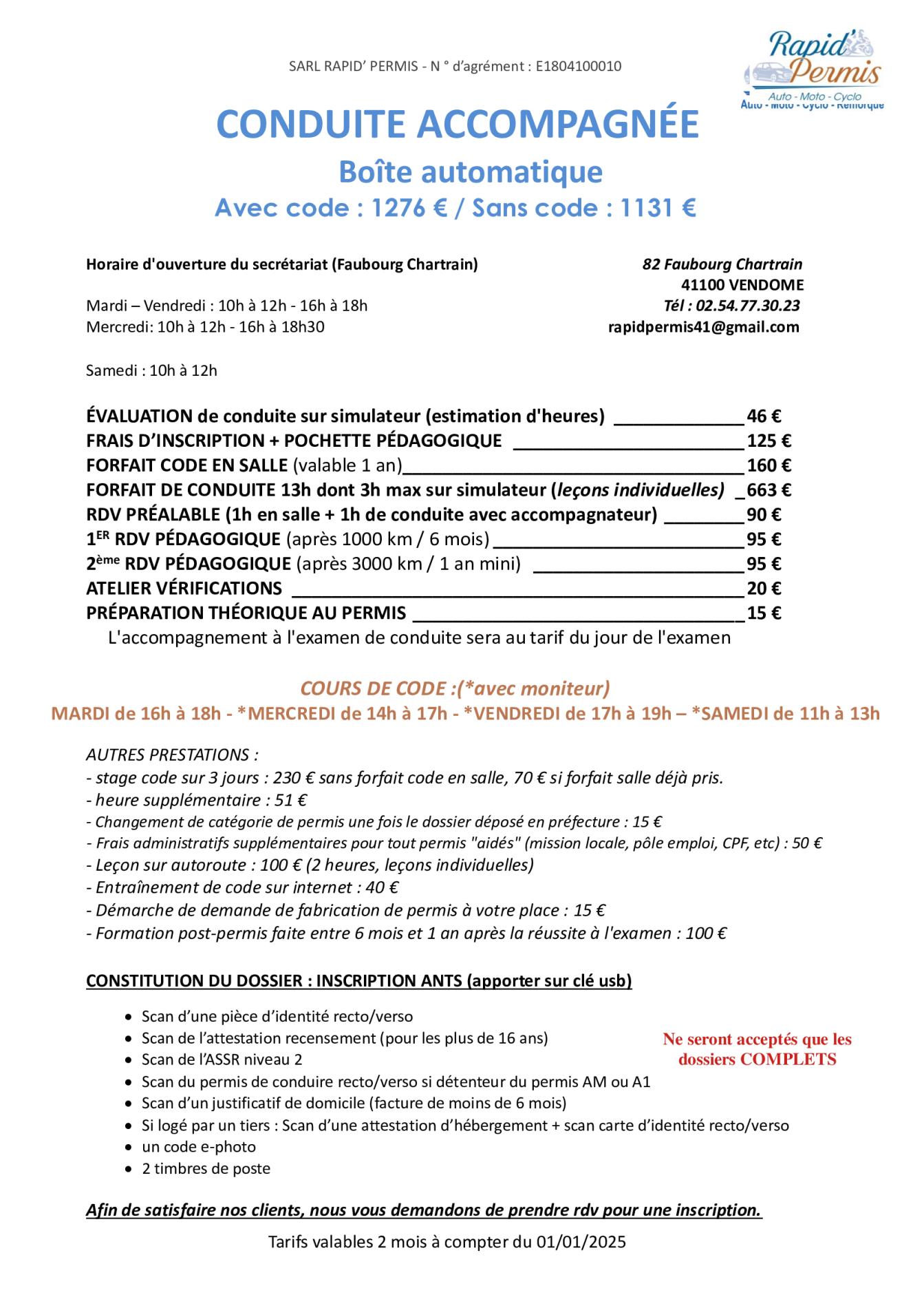 Permis B formation AAC